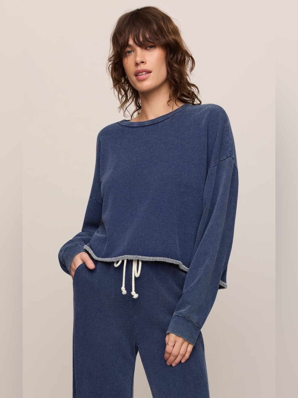 Z Supply CIRCUIT KNIT DENIM SWEATSHIRT Size Medium